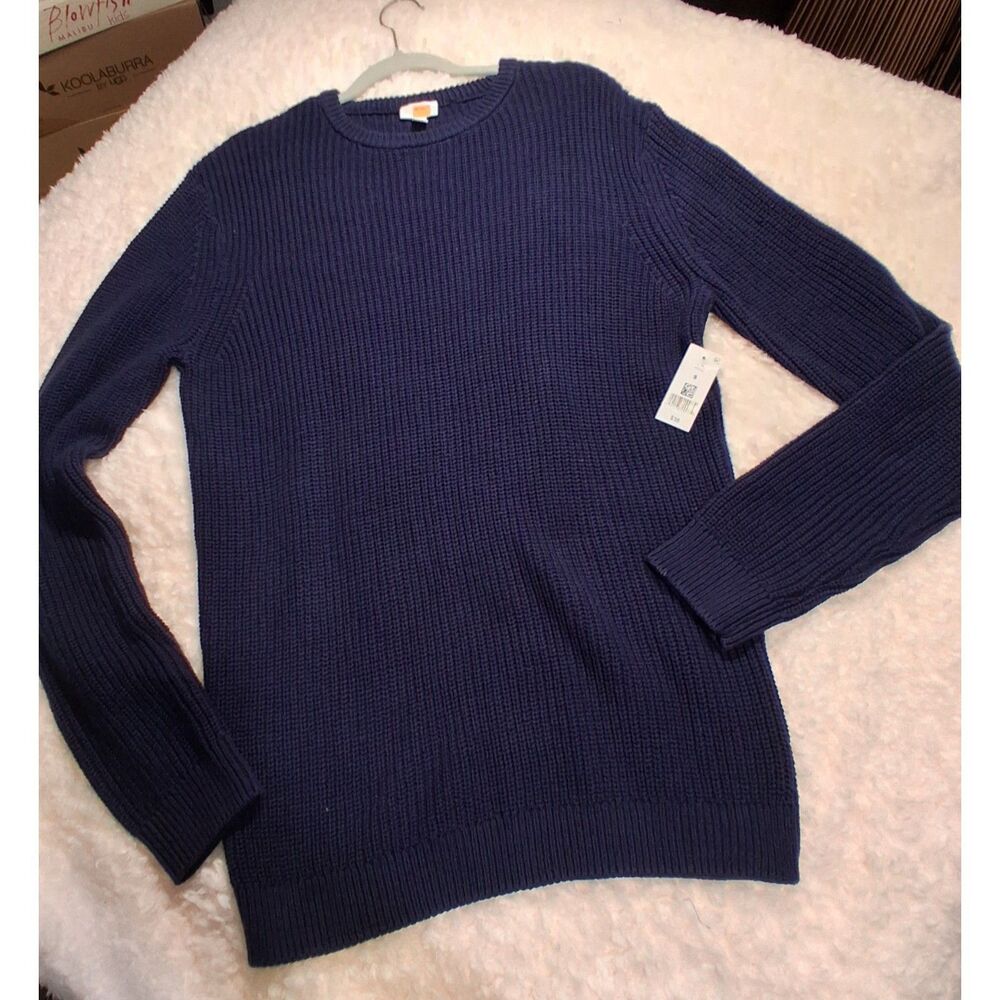 Dip Men’s Small Blue Textured Knit Crewneck Sweater NWT